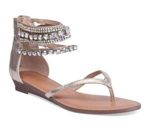 THALIA SODI Womens NEW Irina Rhinestone Ankle Wrap Flat Sandals / Size 7